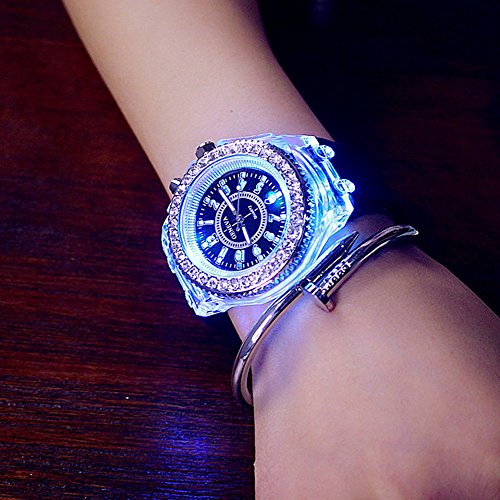 Silicone Bling Women Men Watch LED Luminous Colorful Lights - Product Imagery