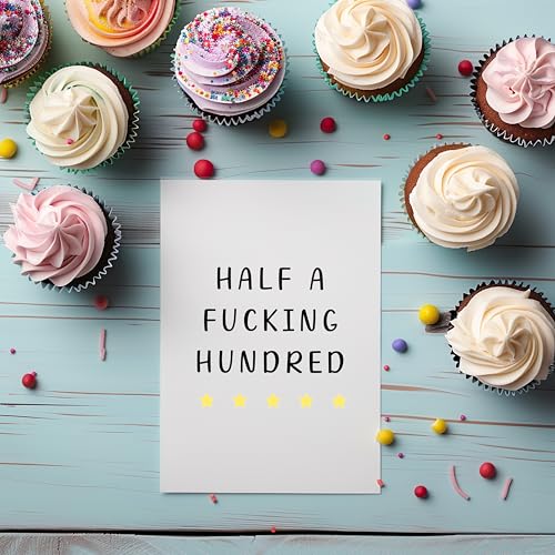 Half a Hundred Birthday Card - Funny 50th Birthday Gifts for - Product Imagery