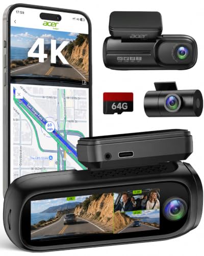 Acer Gadget 4K 3 Channel Dash Cam Front and Rear Inside 64GB - Product Imagery