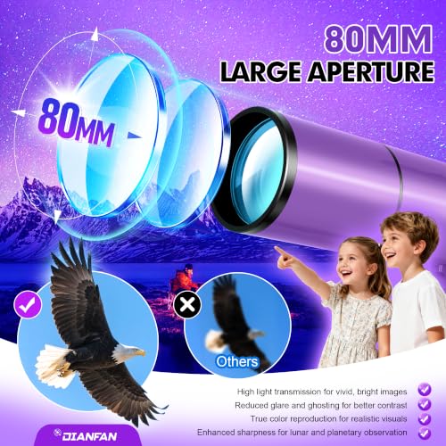 Telescope for Kids & Adults, 80mm 500mm Portable Refractor, - Product Imagery