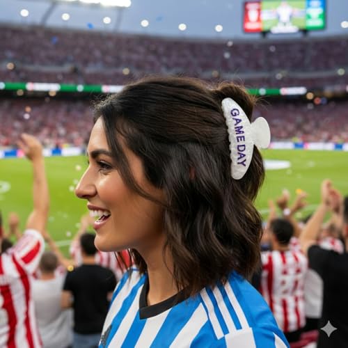 Game Day Hair Clips for Women Trendy White Blue Hair Claw Clips - Product Imagery