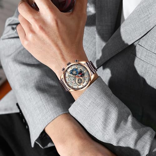 FANMIS Mens Luxury Watches Business Chronograph Dress Stainless - Product Imagery