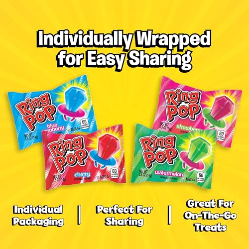 Ring Pop Lollipops - Bulk Candy Individually Wrapped Suckers - Product Imagery