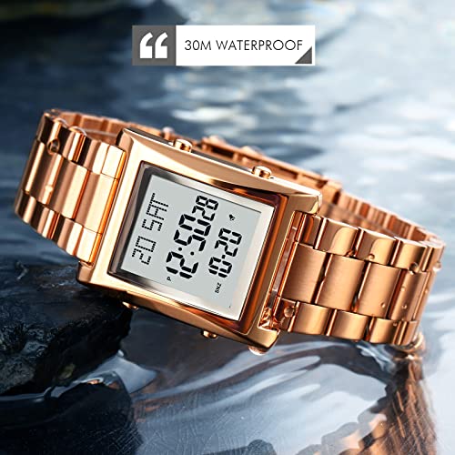 RNONDRY Mens Digital Watch Waterproof Stainless Steel Watches - Product Imagery