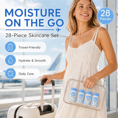 28 Pcs Mini Travel Skincare Set, Travel Items Including Milk - Product Imagery