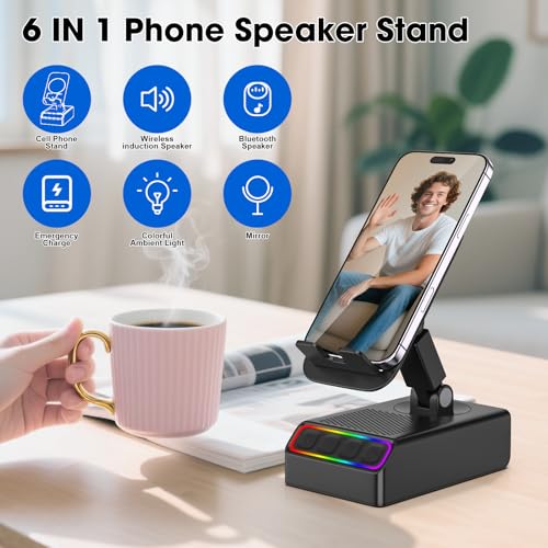 Wireless Induction Audio Bluetooth Speaker 5in1 Phone Holder - Product Imagery