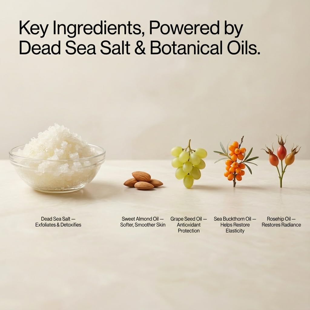Elefair Tech SEACRET Dead Sea Salt & Oil Body Scrub - Moisturizing & - Elefair Tech Official Product View 3