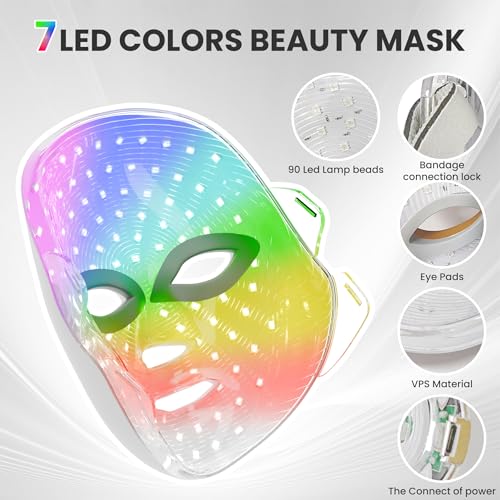 7-1 Colors Red Light Therapy For Face，LED Facial Skin Care - Product Imagery
