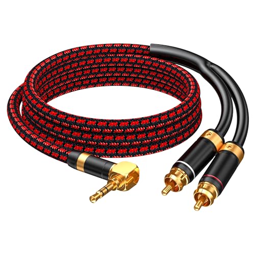 Primeda 3.5mm to 2 RCA Audiophile Audio Cable Stereo Braided Gold by Primeda - Angle View 1