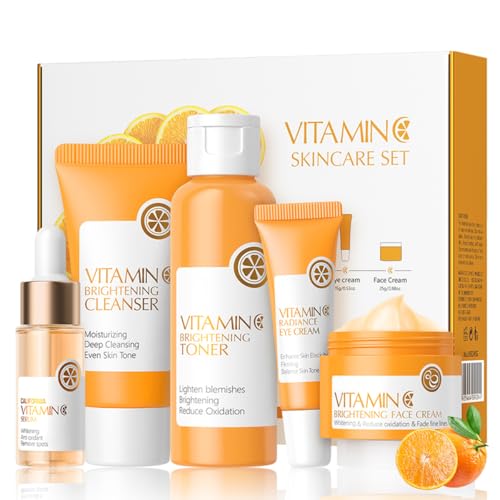 5PCS Vitamin C Skincare Set, Complete Face Care Kit with - Product Imagery