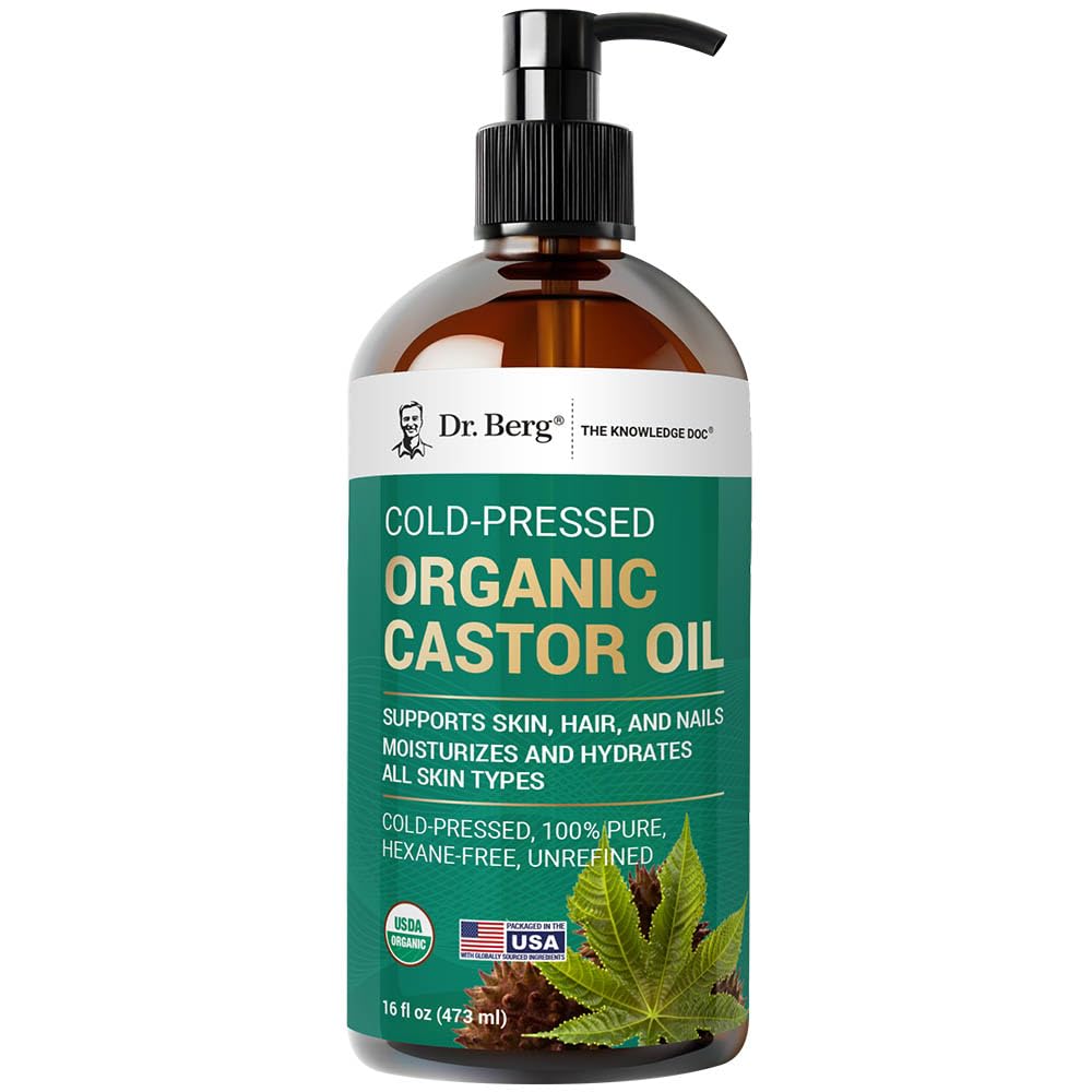 Dr Berg Organic Castor Oil 16 fl oz Cold Pressed Oil Pure - Dr. Berg Nutritionals Official Imagery - 2