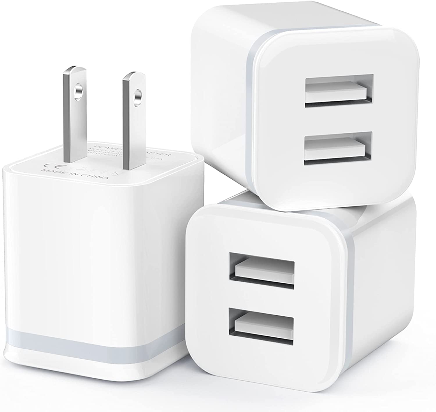 USB Wall Charger, LUOATIP 3 - Pack 2.1A 5V Dual Port Cube Power Adap - LUOATIP Official Product View 1