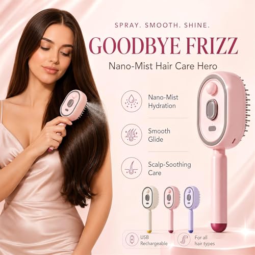 2026 All in One Misting Aqua Detangler Brush Electric Spray Air - Product Imagery