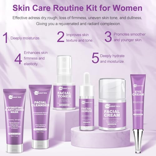 Skin Care Set,6 Pcs Anti-aging Skincare w/Korean - Product Imagery