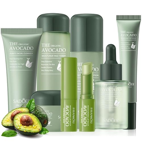 7pcs Avocado Skincare Kit, Skin Care Gift Set with Facial - Product Imagery