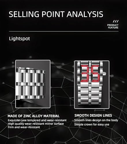 MASTOP Fashion Full Metal Digital Lava Wrist Watch Men LED - Product Imagery