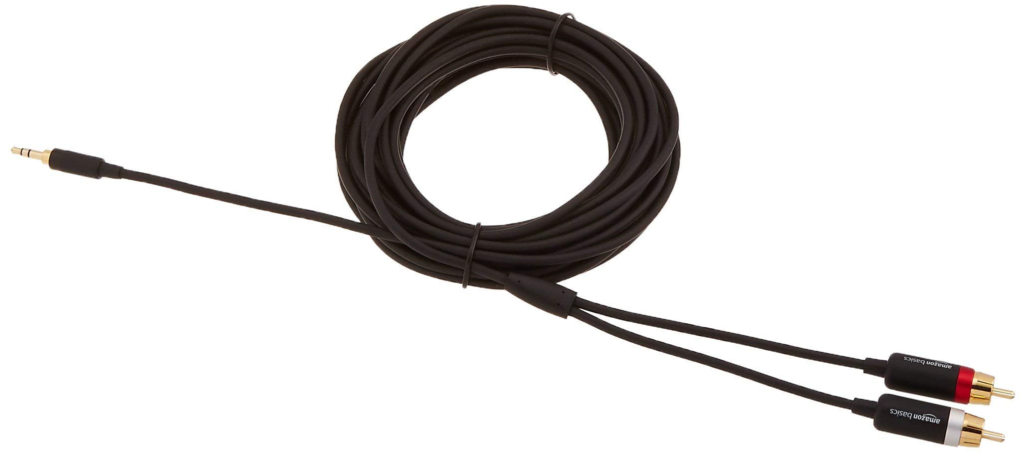 Amazon Basics 3.5mm Stereo Audio Cable to 2 RCA Adapters for Ampl by Amazon Basics - Angle View 6