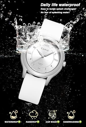 Waterproof Women's Nursing Wrist Watch, Easy Read Dial, Rubber - Product Imagery