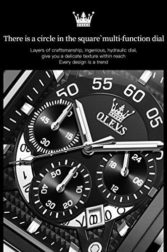 OLEVS Watches for Men Quartz Leather Watch Waterproof Casual - Product Imagery