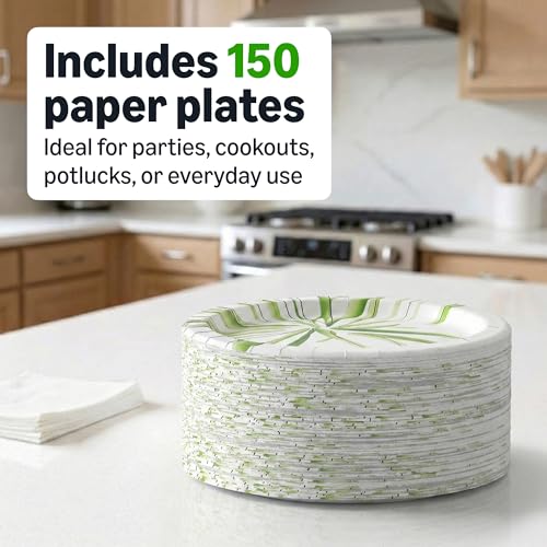 Amazon Basics Everyday Paper Plates, 10 Inch, Disposable, 150 - Product Imagery