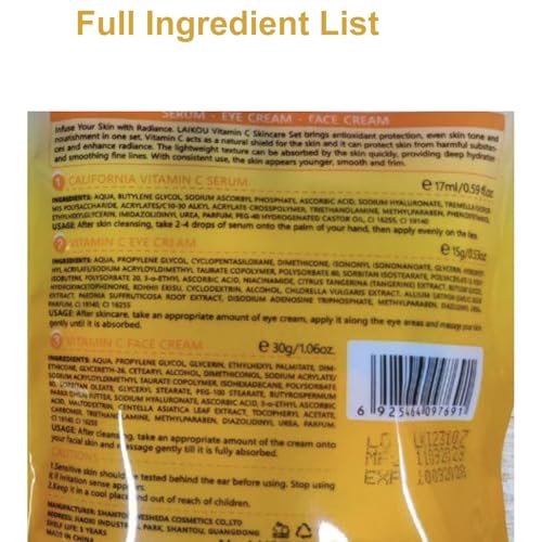 1 Pack Vitamin C Even Skin Complexion Skin Care Set, Containing - Product Imagery
