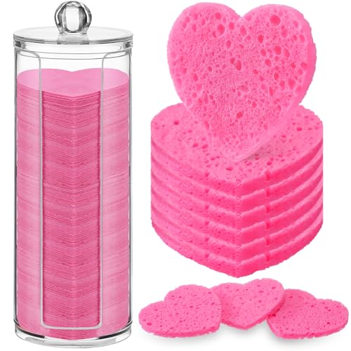 Sieral 120 Pcs Compressed Facial Sponges Heart Rose Red - Sieral Official Imagery - 1