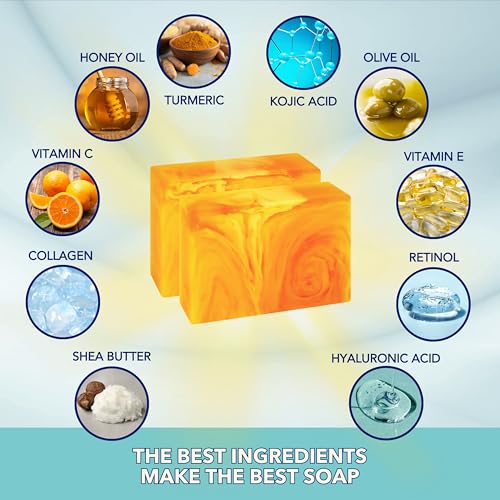 Honey Kojic Acid and Turmeric Soap for Dark Spots | Vitamin C & - Product Imagery