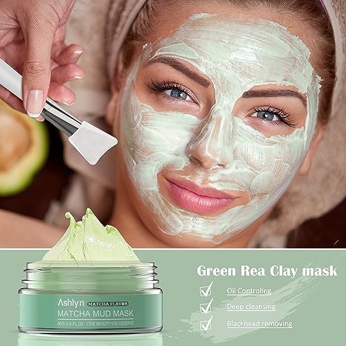 Ashlyn 3-Piece Mud Mask Set, Green Tea Mud Mask, Rose Mask - Product Imagery