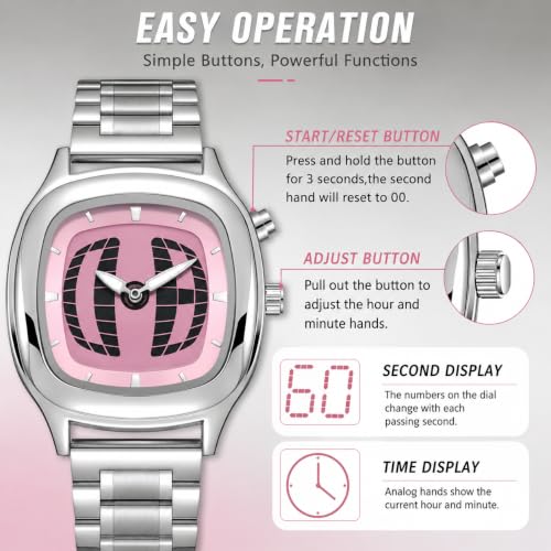 MASTOP Modern Stainless Steel Analog Watch Perspective Dial with - Product Imagery