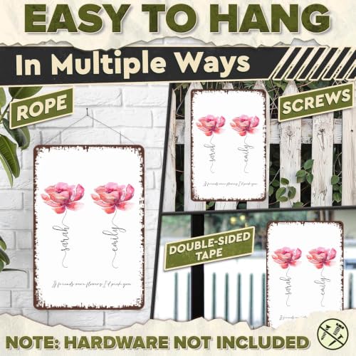 8x12 Inch Watercolor Floral Personalized Friendship Wall Art, - Product Imagery