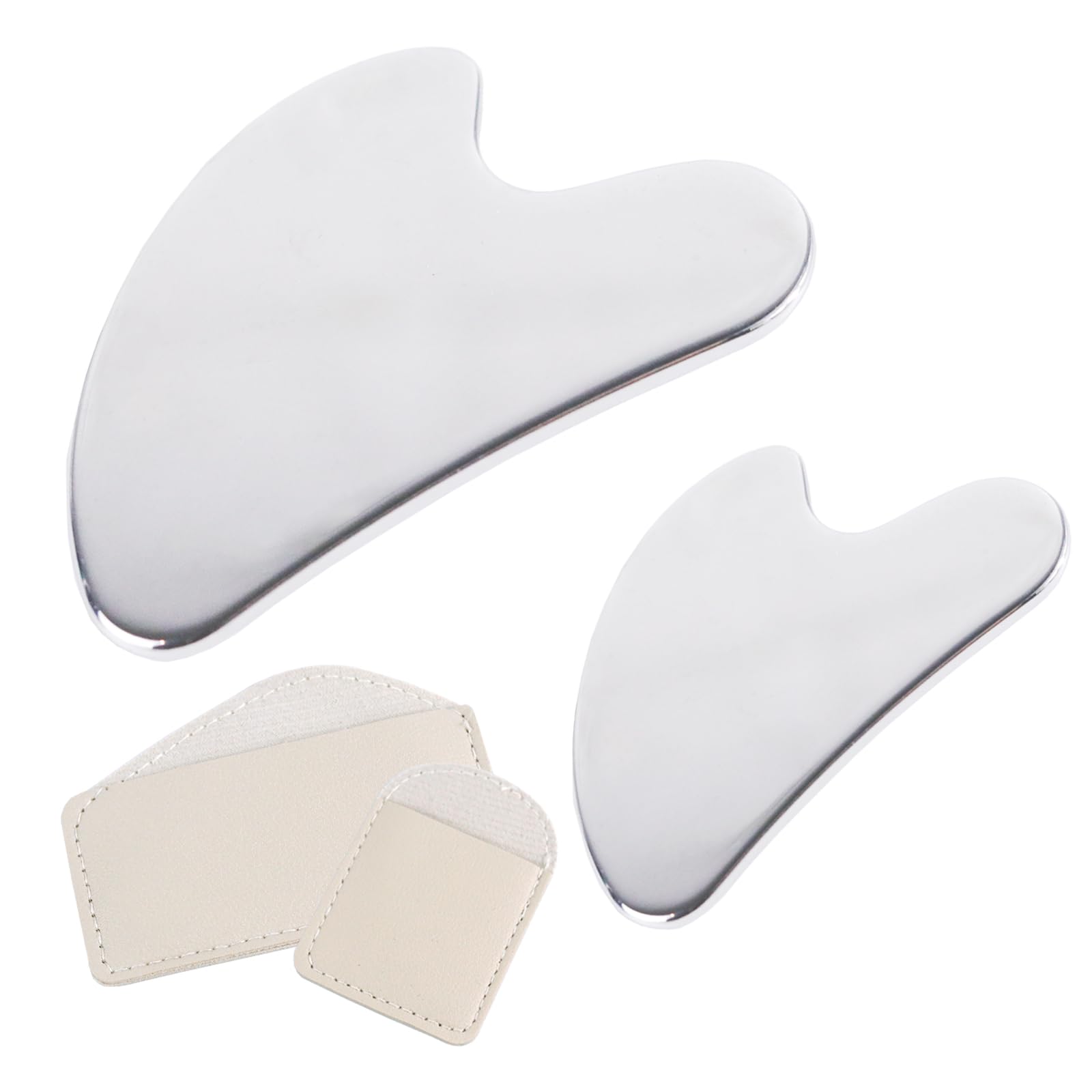 2 Pcs Silver Stainless Steel Facial Tools Heart Shape Metal Gua - Naturahand