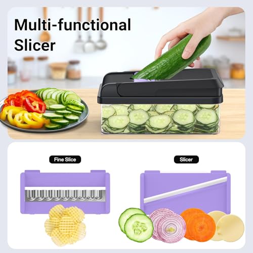 15-in-1 Vegetable Chopper with 10 Blades, Food Veggie Cutter, - Product Imagery