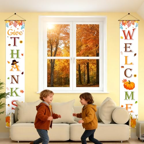 Give Thanks Thanksgiving Banner 72" X 12" - Product Imagery