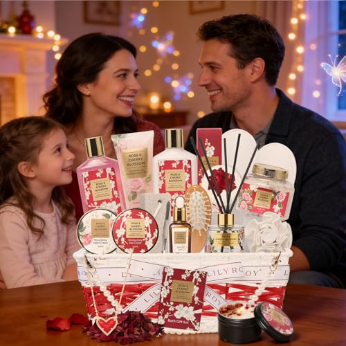 21Pcs Spa Gifts Skin Care Set - Luxurious Rose Spa Gift Baskets - Product Imagery