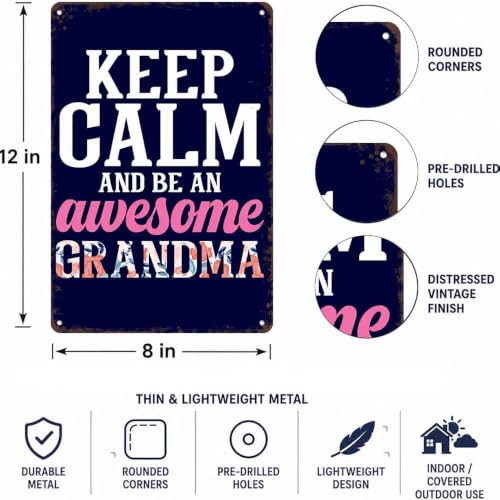 Keep Calm And Be An Awesome Grandma Aluminum Metal Sign, 8X12 - Product Imagery