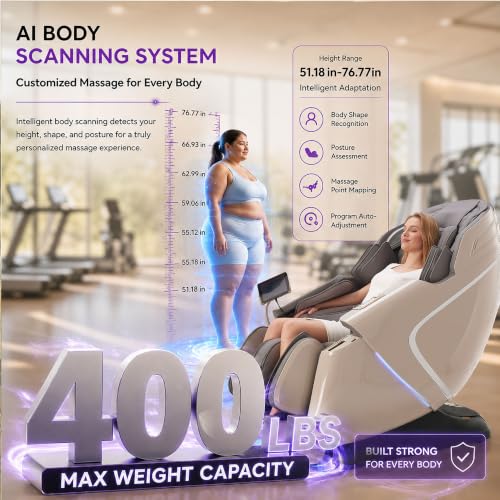 4D Zero Gravity Massage Chair, No Assembly Heavy Duty SL Track - Product Imagery