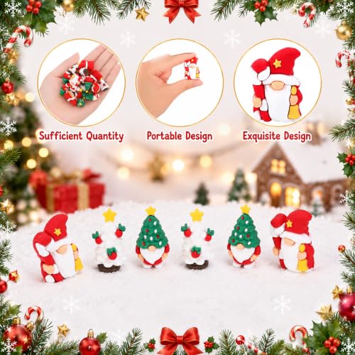 60 Pcs Mini Christmas Gnomes Figurines, Tiny Gnomes Figures for - Product Imagery