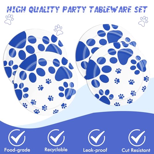 40PCS Blue Paw Print Party Supplies Dog Themed Birthday - Product Imagery