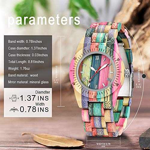 Tiong Womens Wooden Watch with All Wood Strap Analog Classic - Product Imagery