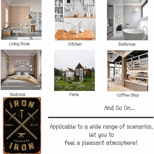Iron Sharpens Iron Metal Wall Sign, 8x12 Inch Aluminum, Vintage - Product Imagery