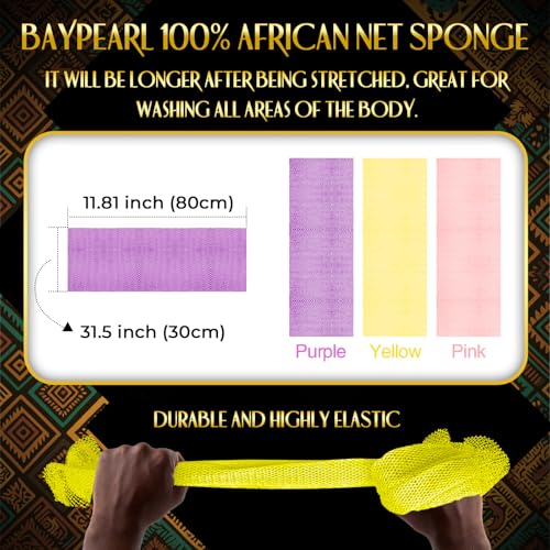 3 Pack African Net Sponge, African Exfoliating Net Bath Sponge - Product Imagery