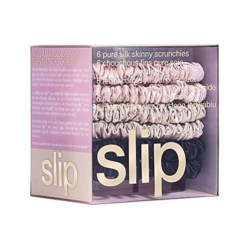 Slip Silk Hair Ties, Multi Skinny Scrunchies, Set of 6 | - Product Imagery