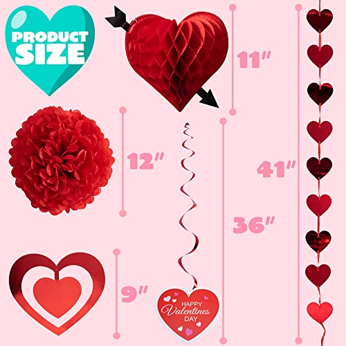 JOYIN 20 Packs Valentine’s Day Swirl String Cutout with Garland - Product Imagery