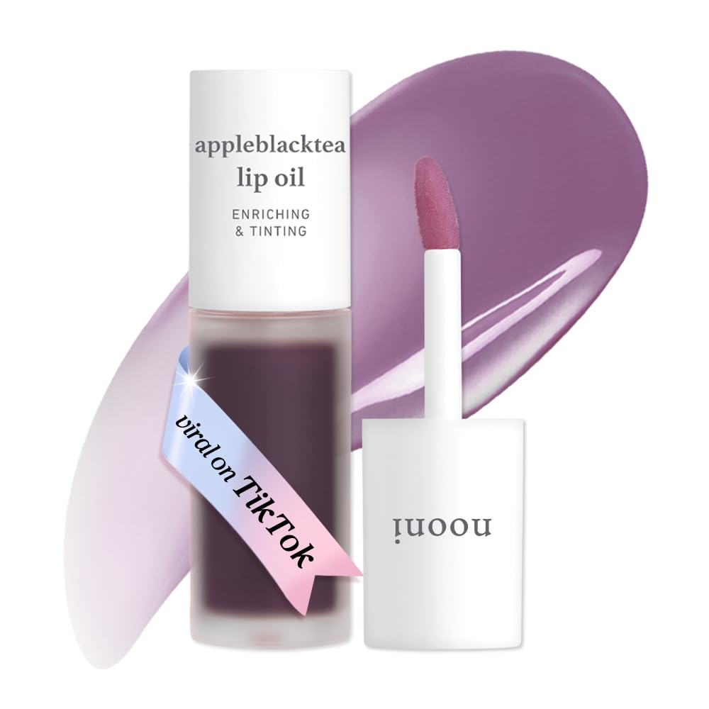 NOONI Korean Lip Oil - Appleblacktea- Plumping & Hydrating - Product Imagery