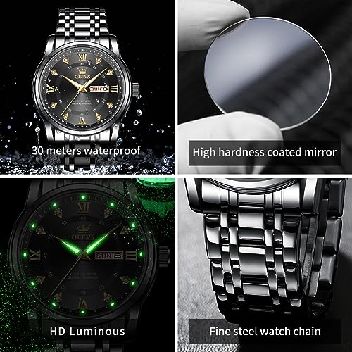 OLEVS Men Watch Analog Wood Wirst Watches Luxury Dress - Product Imagery