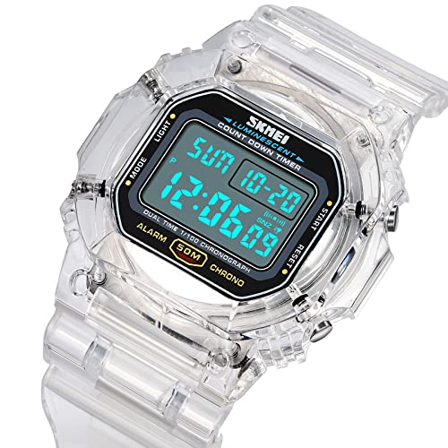 RNONDRY Womens Digital Watch Waterproof Men Clear Watches for - Product Imagery