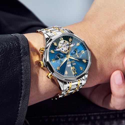 OLEVS Skeleton Men Watches Automatic Business Luxury Diamond - Product Imagery