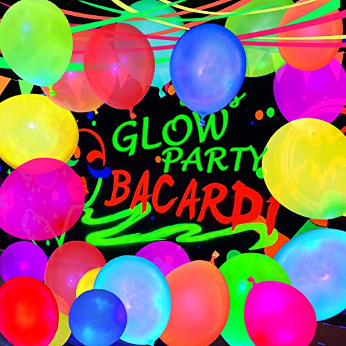 110 Pack Colored UV Neon Glow Balloons Neon Glow Party - Product Imagery