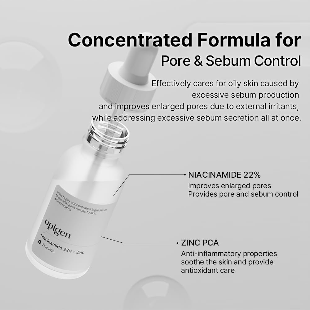 Niacinamide 22% + Zinc Serum for Face, Pore Reducer, Diminishes - opigen