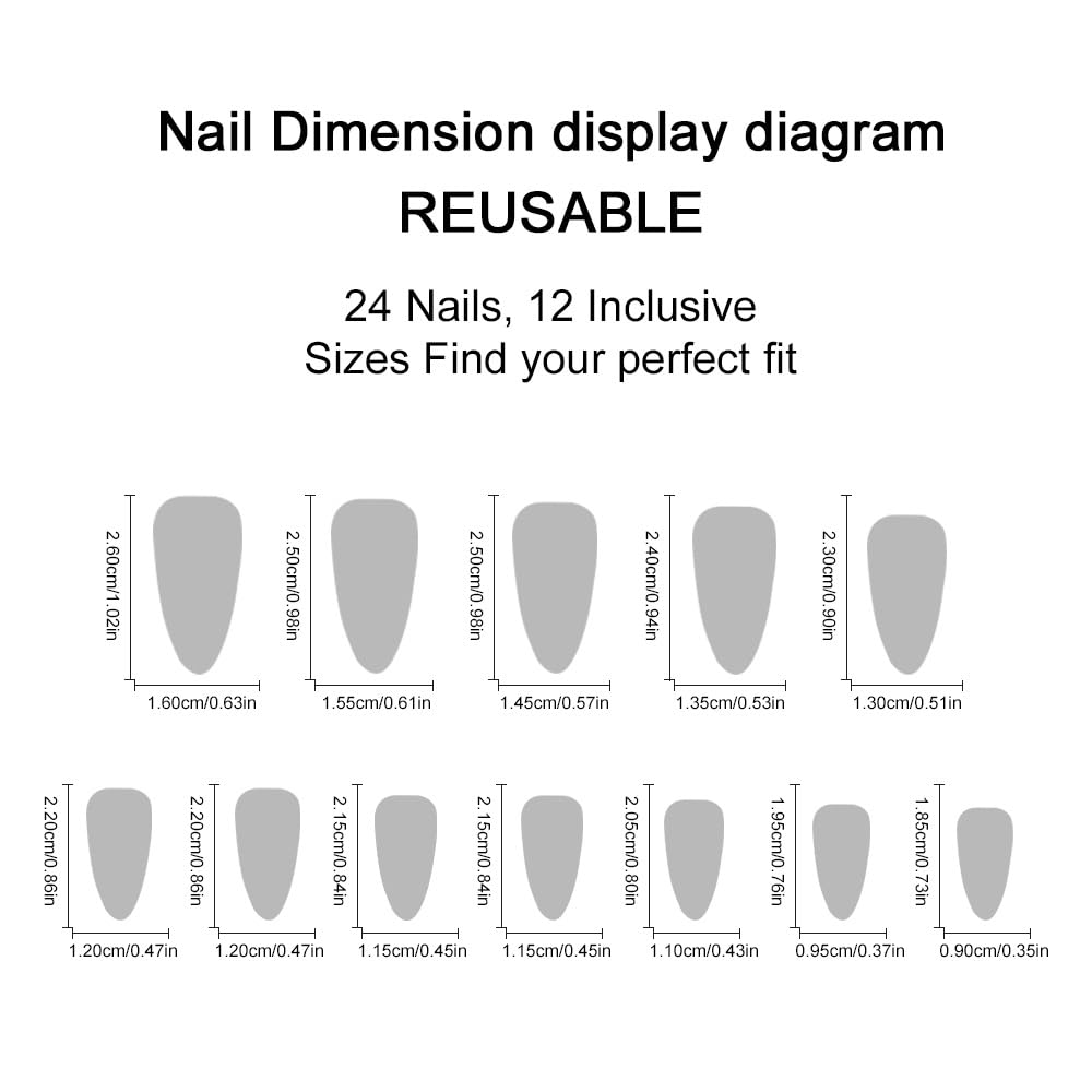 Long almond-shaped plalely 3D flower press-on false nails in a set of 24, featuring intricate floral designs.
